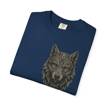 Wolf Graphic T-Shirt — Front Wolf Head Art & Back “RISE. ROAR. REPEAT.” Motivational Tee