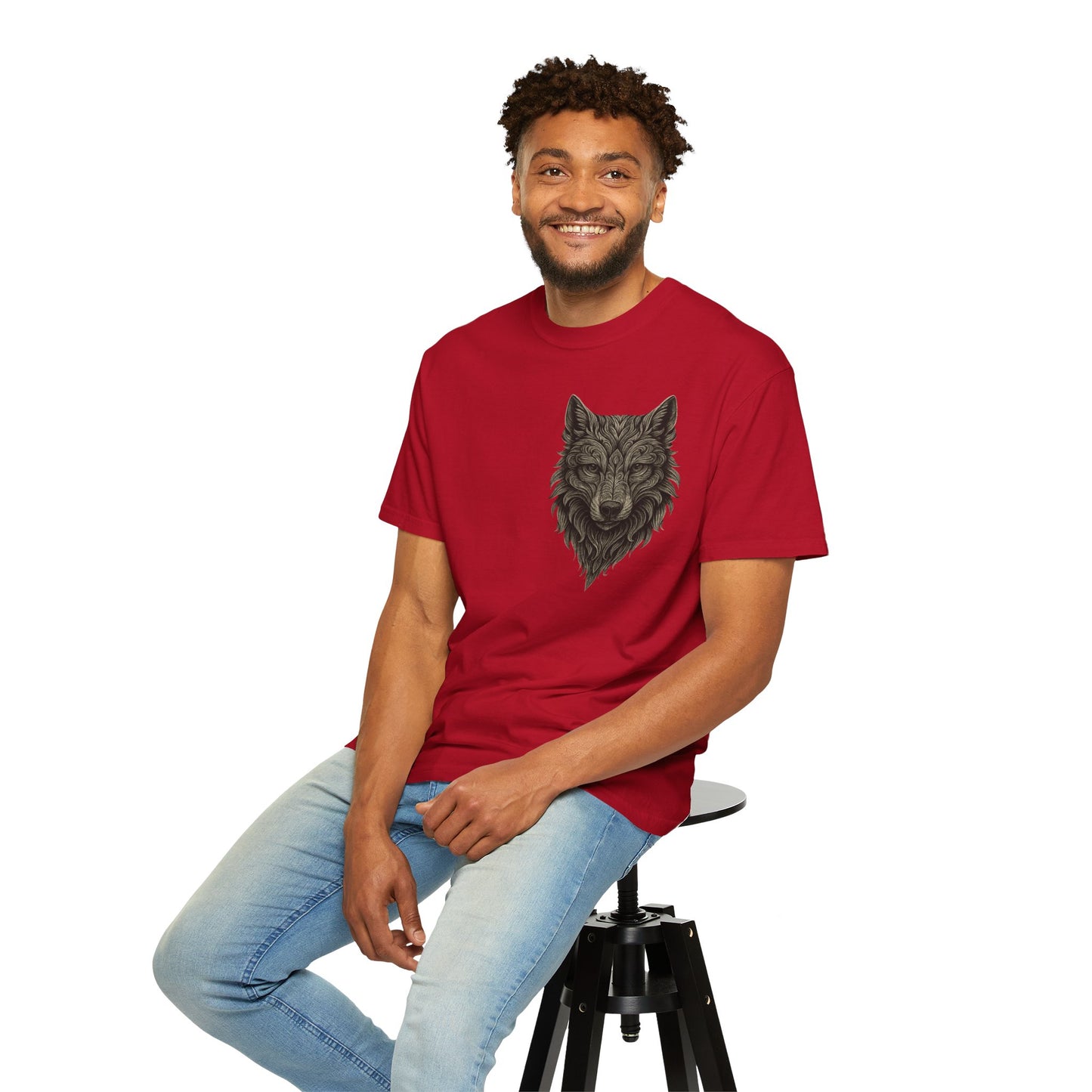 Wolf Graphic T-Shirt — Front Wolf Head Art & Back “RISE. ROAR. REPEAT.” Motivational Tee