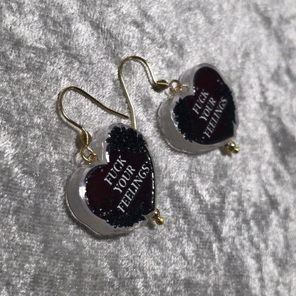 Handmade Fuck Yours Feelings Acrylic Earrings | Attitude Jewellery