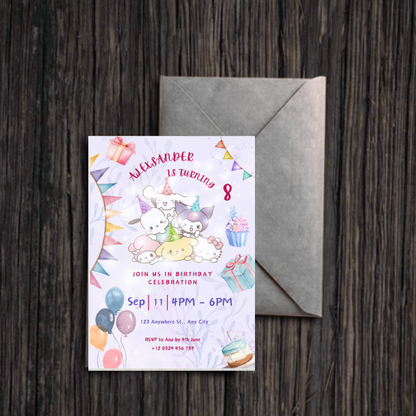 Sanrio Editable Digital Invitation | Kawaii Sanrio Party Event Invite | Instant Download