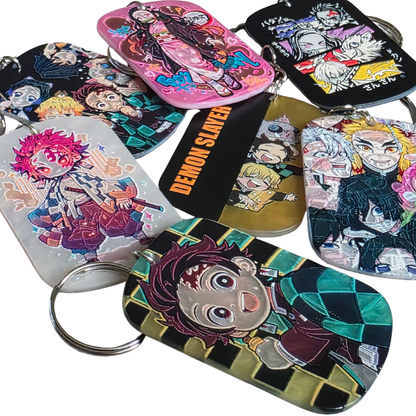Keychain: Demon Slayer Inspired Kawaii Anime Bag Charm & Acrylic Keyring