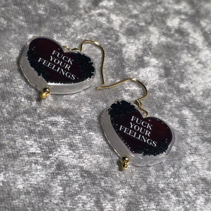 Handmade Fuck Yours Feelings Acrylic Earrings | Attitude Jewellery