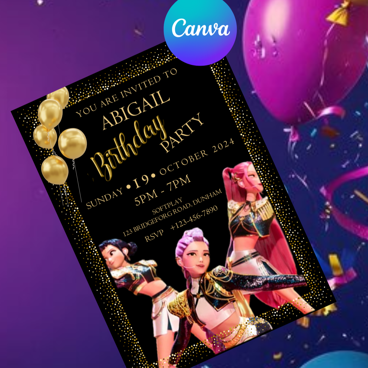 Kpop Hantrix Digital Invitation | Kawaii Party Event Invite | Instant Download