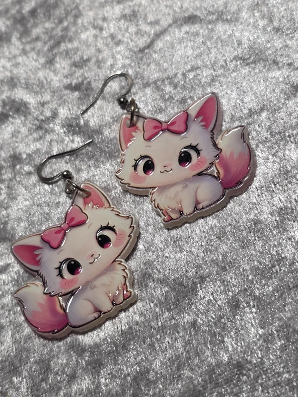 Handmade Cute Kitty Dangle Earrings | Kawaii Animal Jewellery