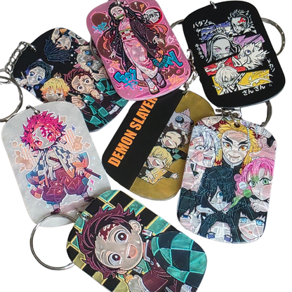 Keychain: Demon Slayer Inspired Kawaii Anime Bag Charm & Acrylic Keyring
