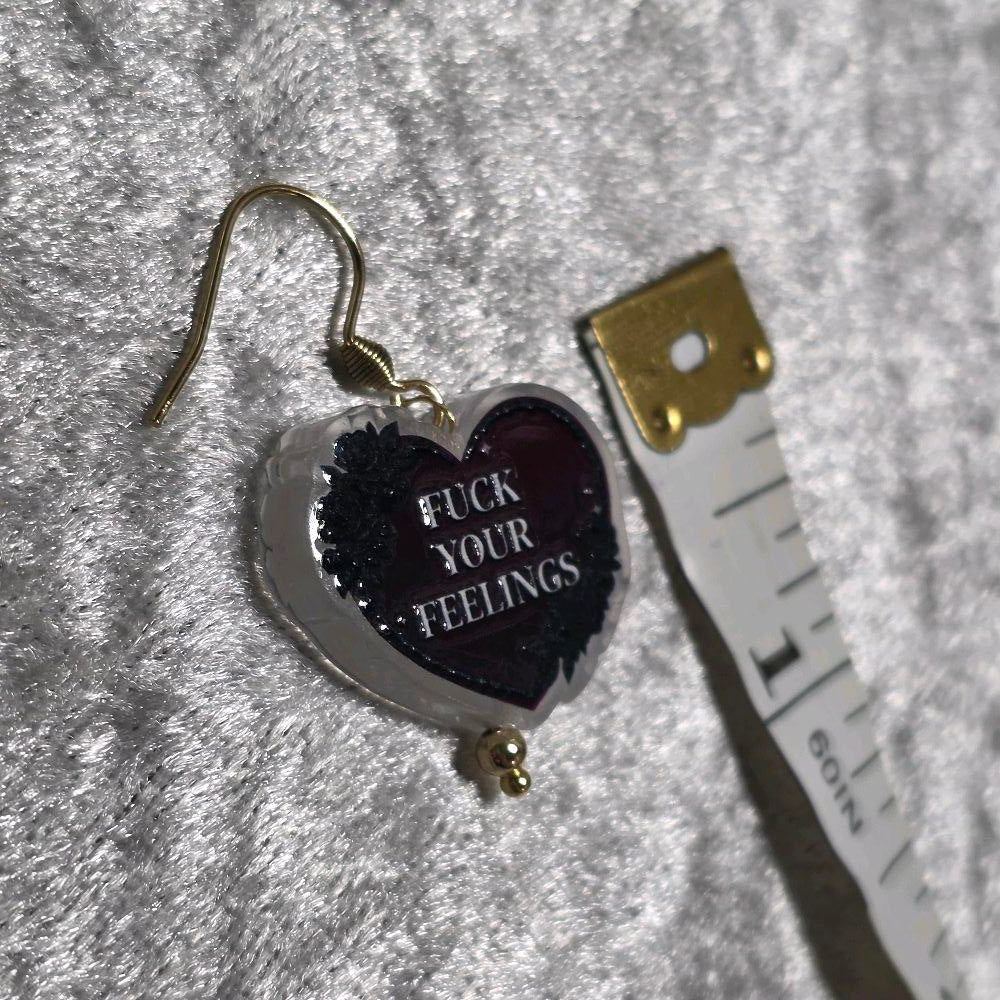Handmade Fuck Yours Feelings Acrylic Earrings | Attitude Jewellery