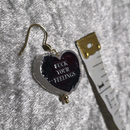 Handmade Fuck Yours Feelings Acrylic Earrings | Attitude Jewellery