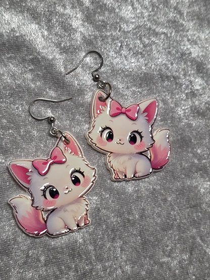 Handmade Cute Kitty Dangle Earrings | Kawaii Animal Jewellery
