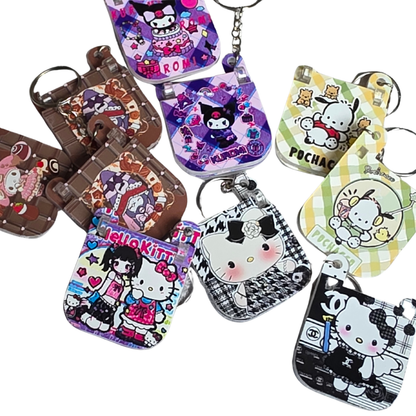 Sanrio Inspired Flip Keychain: Kawaii Anime Keyring, Bag Charm