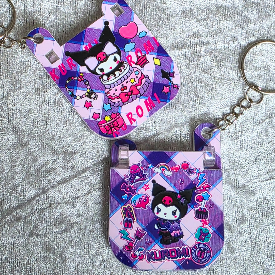 Sanrio Inspired Flip Keychain: Kawaii Anime Keyring, Bag Charm