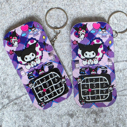 Sanrio Inspired Flip Keychain: Kawaii Anime Keyring, Bag Charm