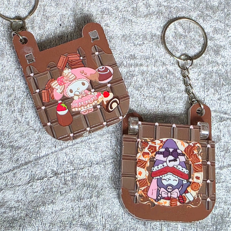 Sanrio Inspired Flip Keychain: Kawaii Anime Keyring, Bag Charm