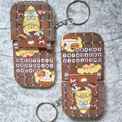Sanrio Inspired Flip Keychain: Kawaii Anime Keyring, Bag Charm