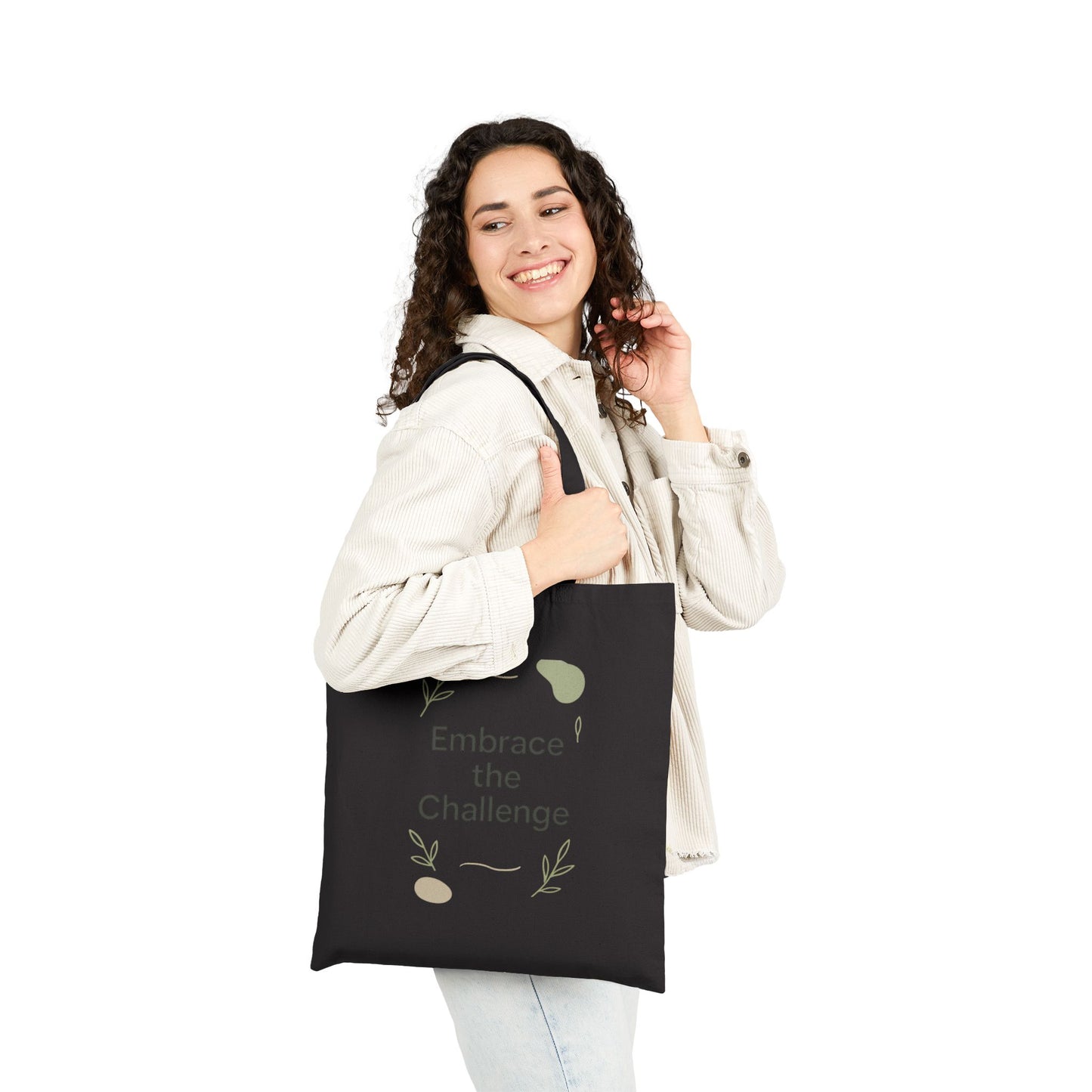 Embrace the Challenge Tote Bag | Minimal Botanical Typography