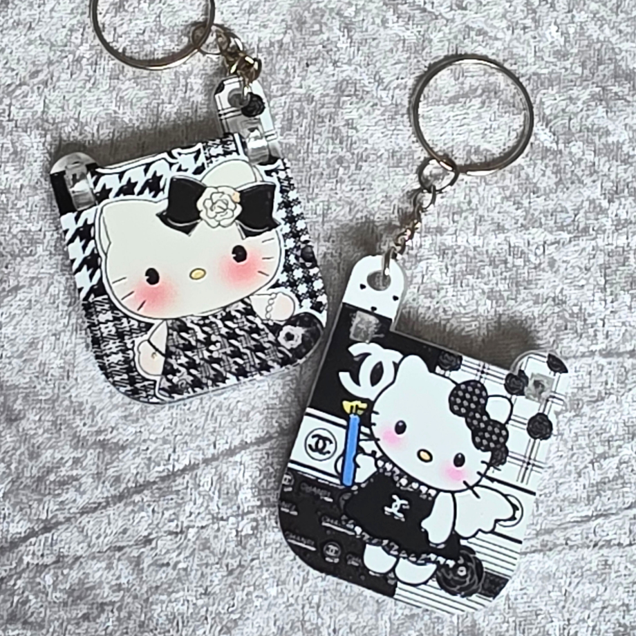 Sanrio Inspired Flip Keychain: Kawaii Anime Keyring, Bag Charm