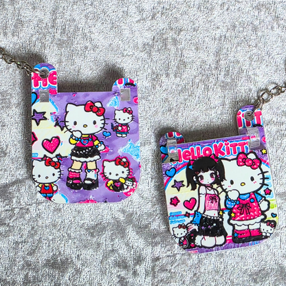 Sanrio Inspired Flip Keychain: Kawaii Anime Keyring, Bag Charm