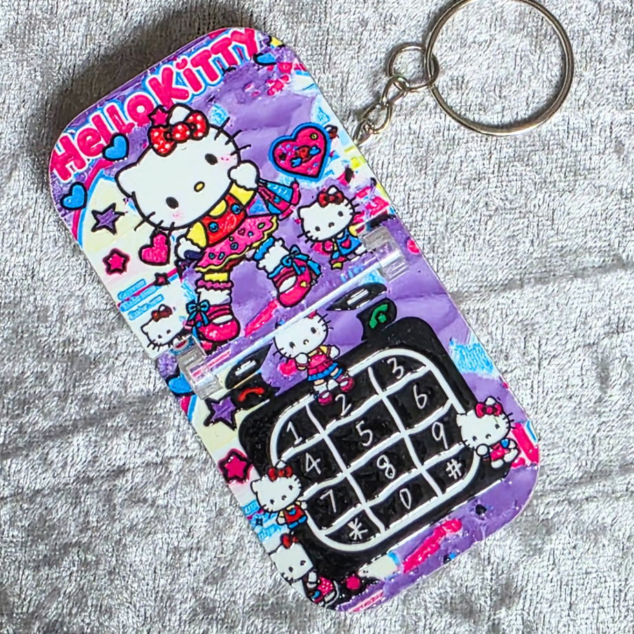 Sanrio Inspired Flip Keychain: Kawaii Anime Keyring, Bag Charm