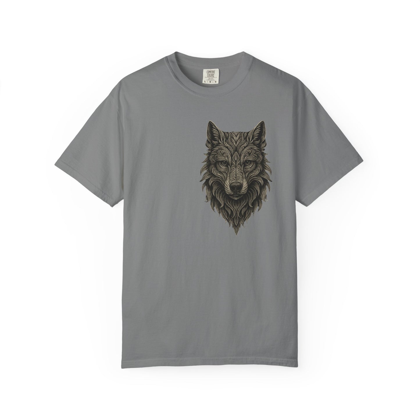 Wolf Graphic T-Shirt — Front Wolf Head Art & Back “RISE. ROAR. REPEAT.” Motivational Tee