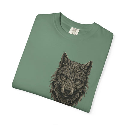 Wolf Graphic T-Shirt — Front Wolf Head Art & Back “RISE. ROAR. REPEAT.” Motivational Tee
