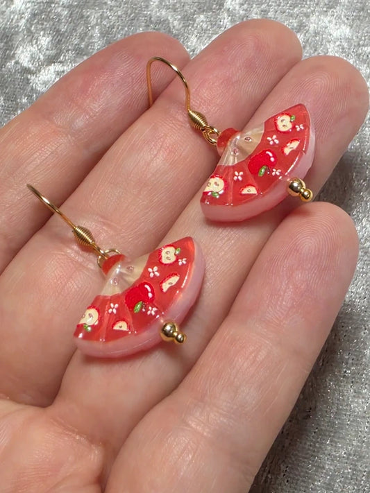 Handmade Cute Fruit Fan Shape Dangle Earrings | Kawaii Animal Jewellery
