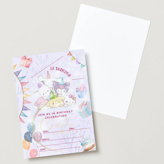 Sanrio Blank Digital Invitation | Kawaii Sanrio Party Event Invite | Instant Download