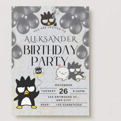 Badtz Maru Digital Invitation | Kawaii Sanrio Party Event Invite | Instant Download
