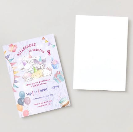 Sanrio Editable Digital Invitation | Kawaii Sanrio Party Event Invite | Instant Download