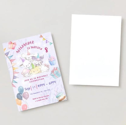 Sanrio Editable Digital Invitation | Kawaii Sanrio Party Event Invite | Instant Download