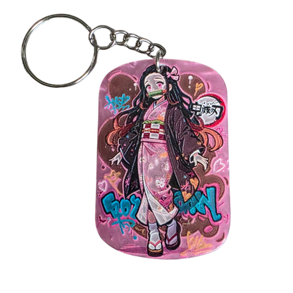 Keychain: Demon Slayer Inspired Kawaii Anime Bag Charm & Acrylic Keyring