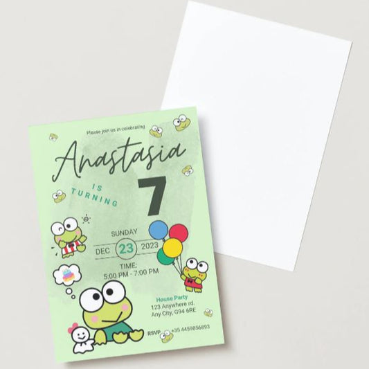 Keroppi Digital Invitation | Kawaii Sanrio Party Event Invite | Instant Download