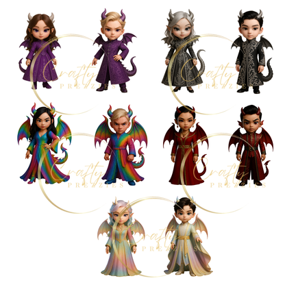 Clipart 10 PNG Bundle – Dragon Girls & Boys (Digital Download)