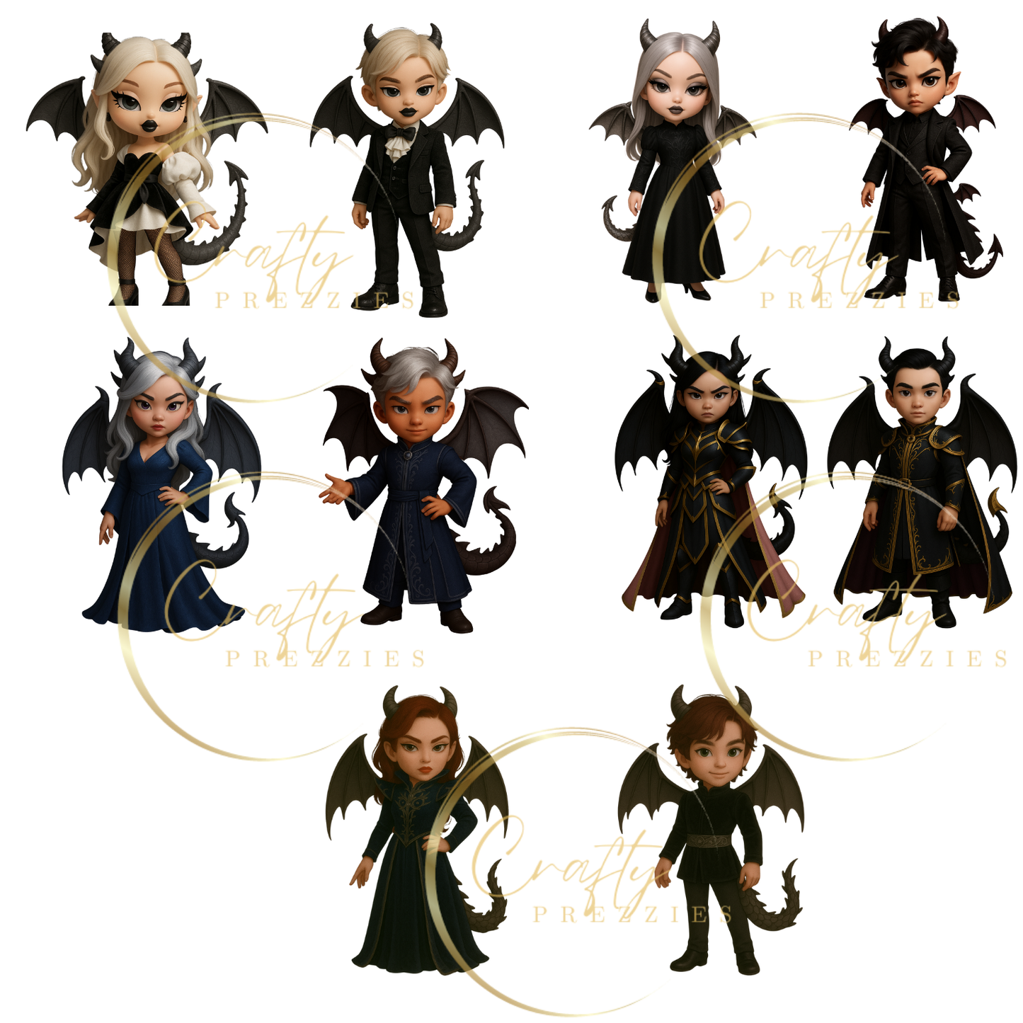 Clipart 10 PNG Bundle – Dragon Girls & Boys (Digital Download)