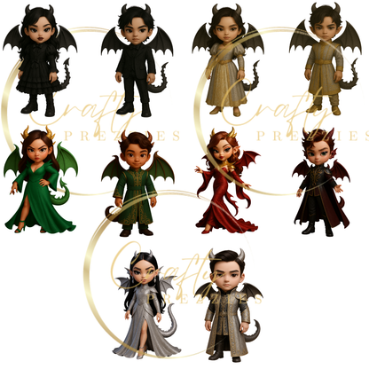 Clipart 10 PNG Bundle – Dragon Girls & Boys (Digital Download)