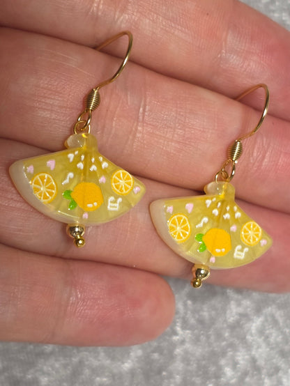 Handmade Cute Fruit Fan Shape Dangle Earrings | Kawaii Animal Jewellery