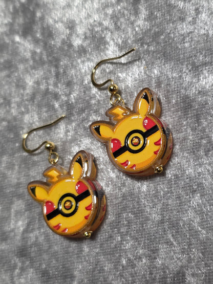 Handmade Poke Ball Dangle Earrings | Kawaii Animal Jewellery