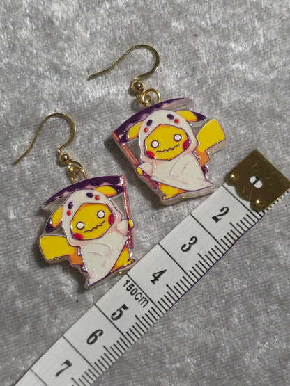Handmade Cute Pika Ghost Dangle Earrings | Kawaii Jewellery