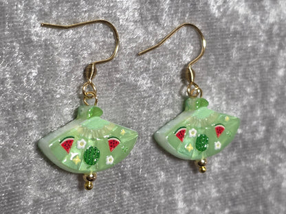 Handmade Cute Fruit Fan Shape Dangle Earrings | Kawaii Animal Jewellery