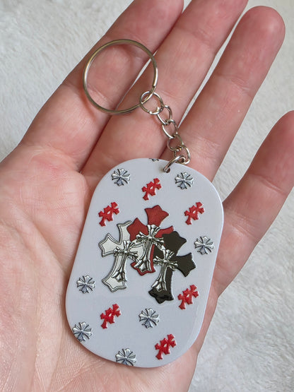 Keychain: Gothic Cross Keyring, Bag Charm, Tag