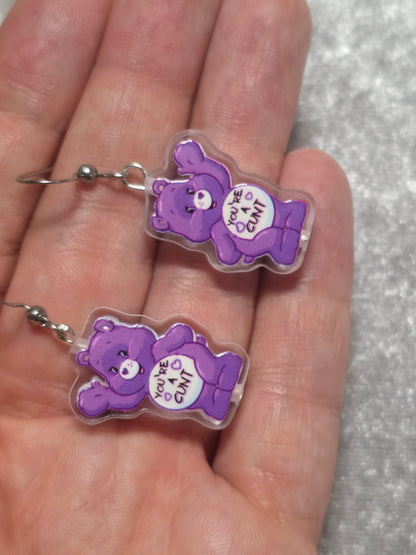 Handmade Bear with Attitude Dangle Earrings | Kawaii Animal Jewellery