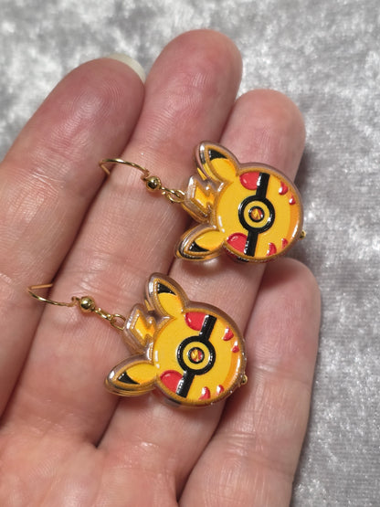 Handmade Poke Ball Dangle Earrings | Kawaii Animal Jewellery