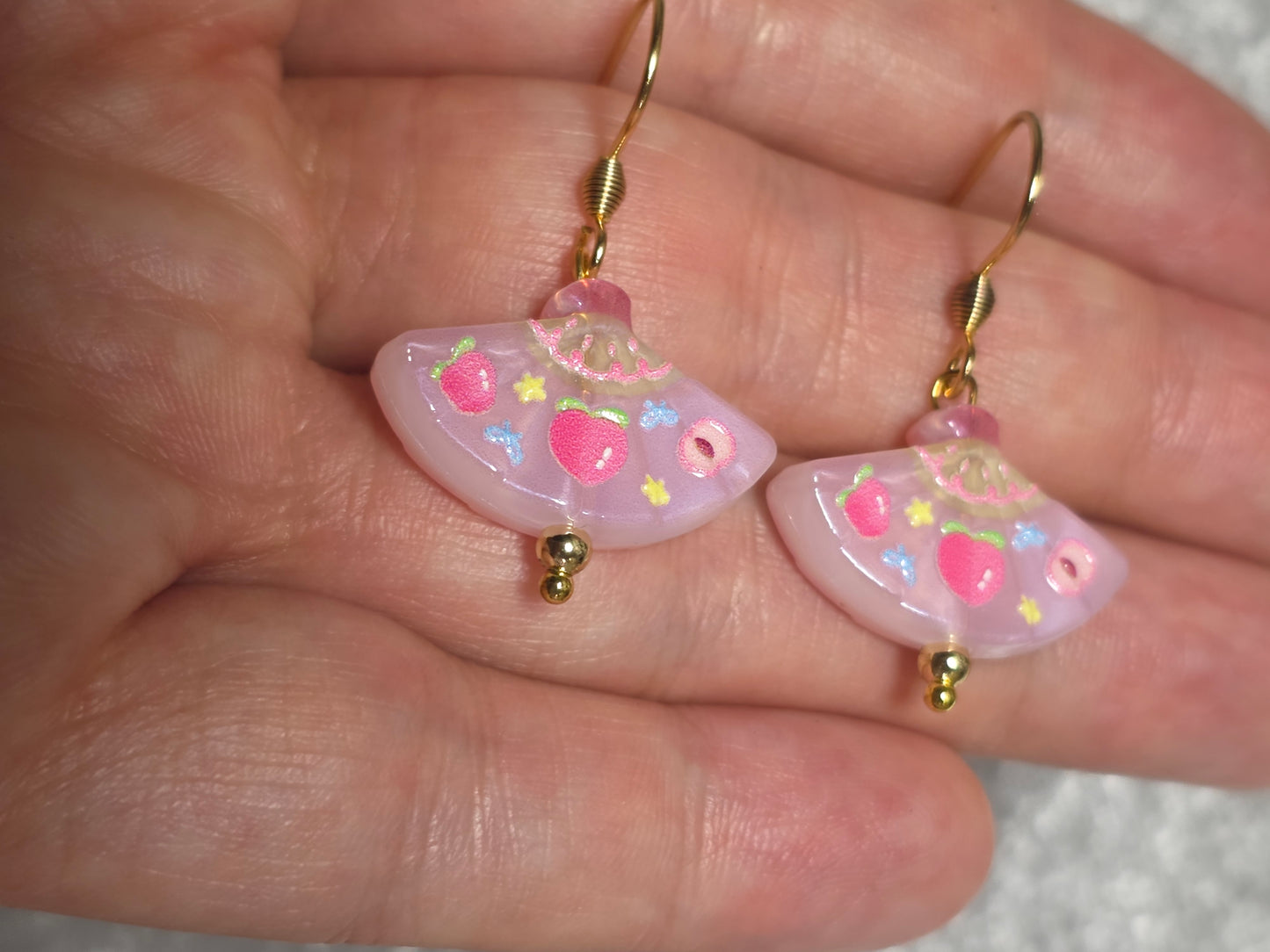 Handmade Cute Fruit Fan Shape Dangle Earrings | Kawaii Animal Jewellery