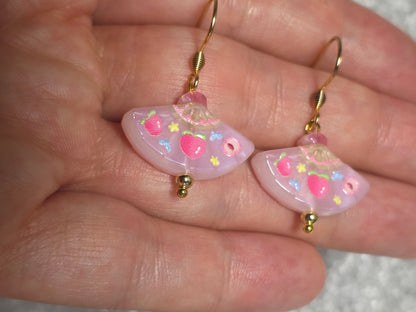 Handmade Cute Fruit Fan Shape Dangle Earrings | Kawaii Animal Jewellery