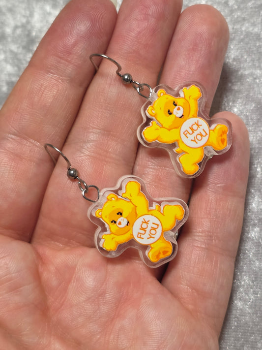 Handmade Bear with Attitude Dangle Earrings | Kawaii Animal Jewellery