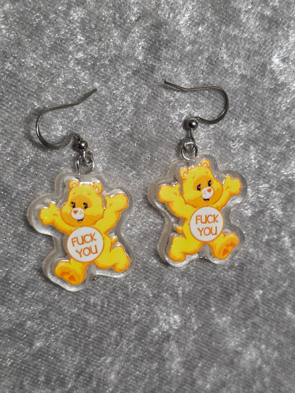 Handmade Bear with Attitude Dangle Earrings | Kawaii Animal Jewellery