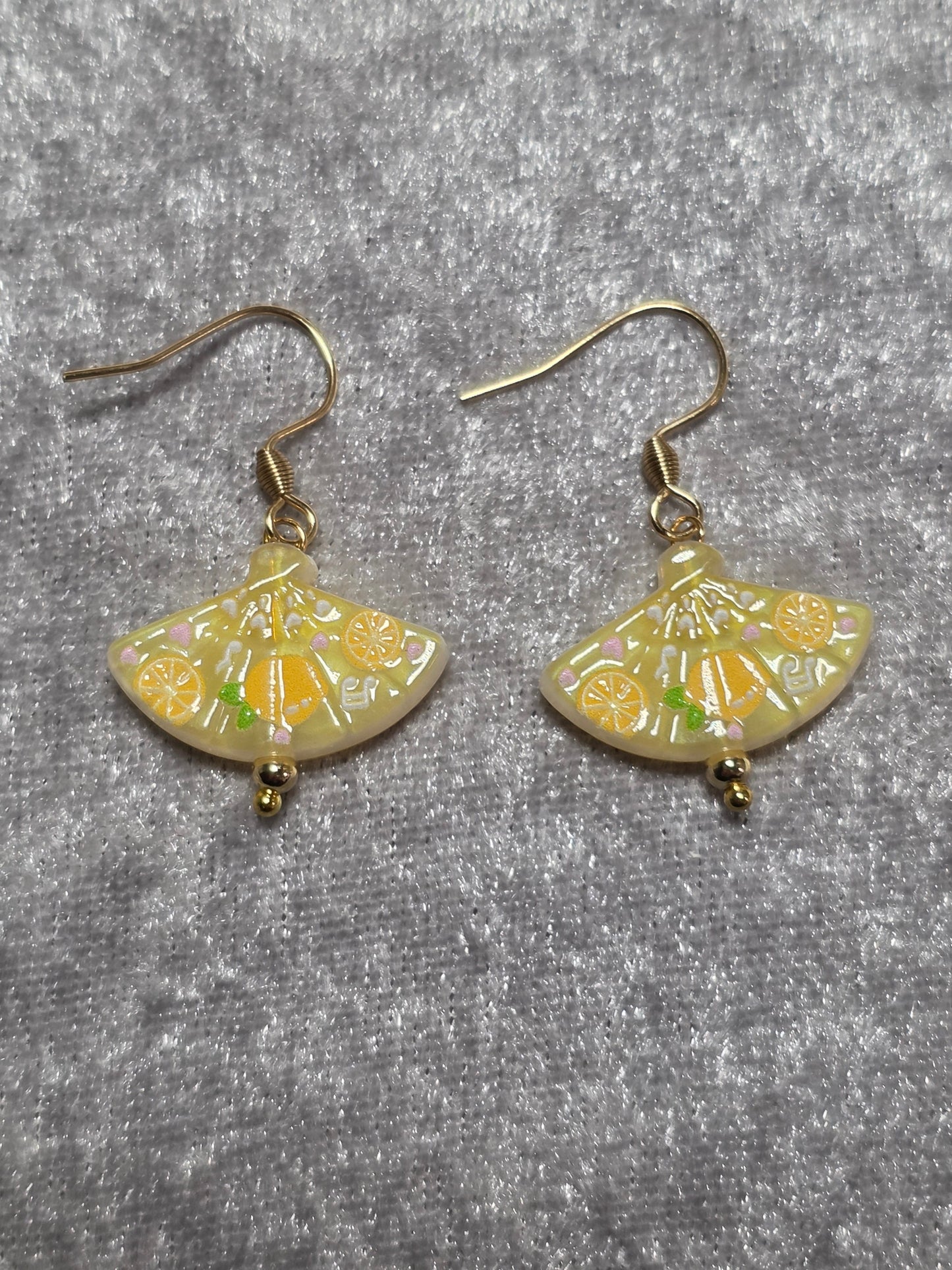 Handmade Cute Fruit Fan Shape Dangle Earrings | Kawaii Animal Jewellery