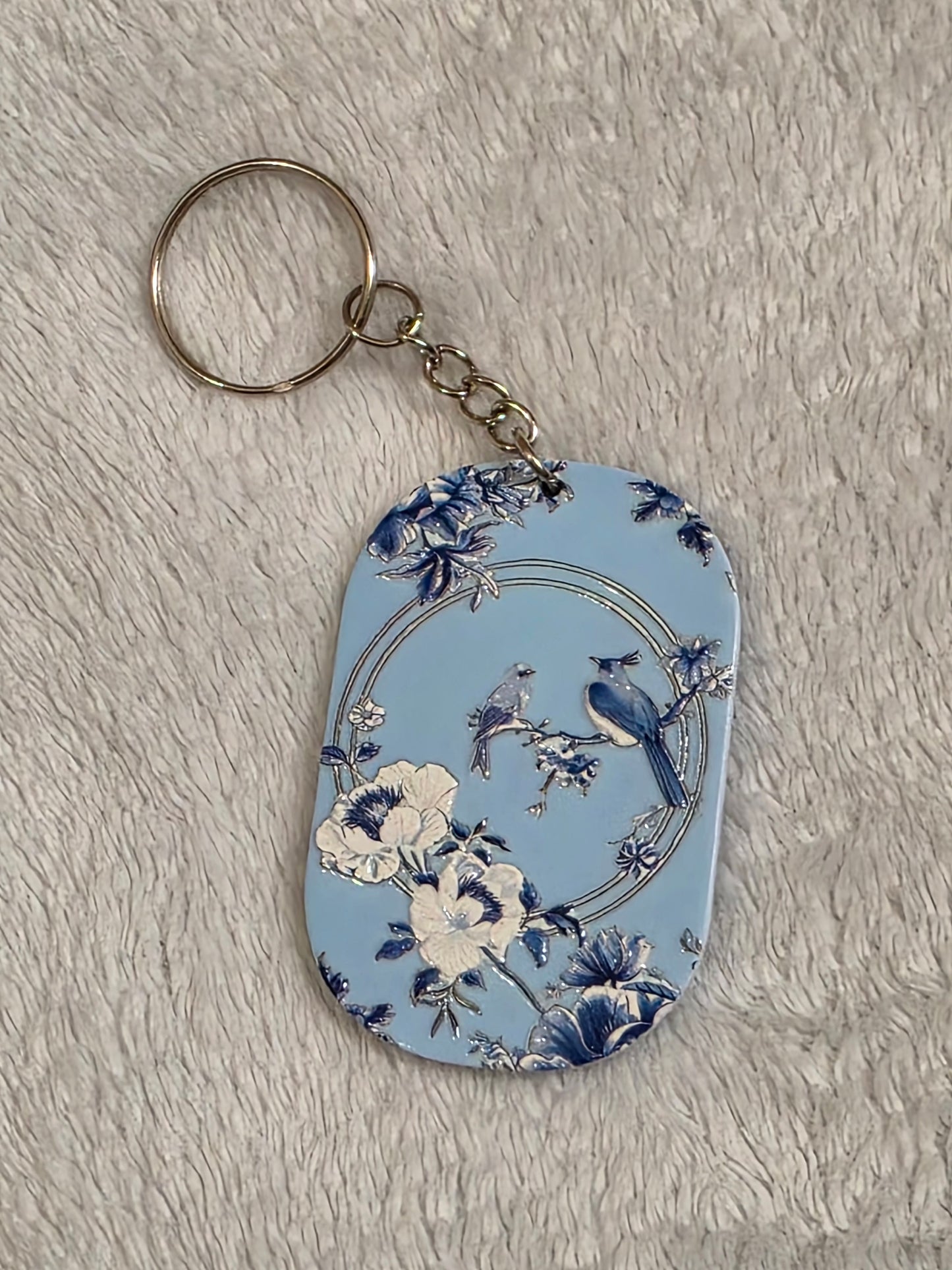 Keychain: Birds and Flowers Kawaii Keyring, Bag Charm