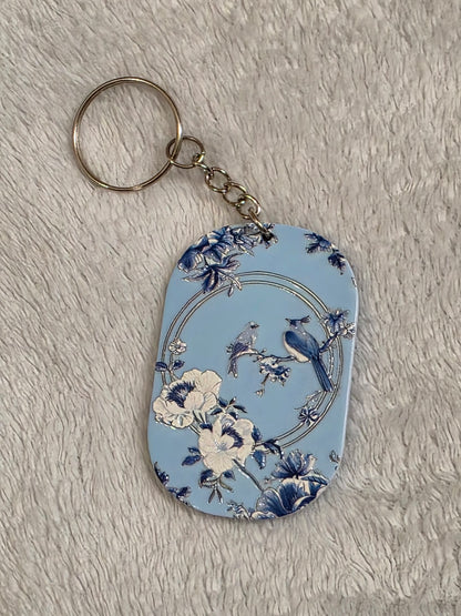 Keychain: Birds and Flowers Kawaii Keyring, Bag Charm