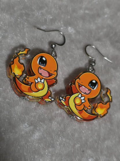 Handmade Cute Charmander Dangle Earrings | Kawaii Jewellery