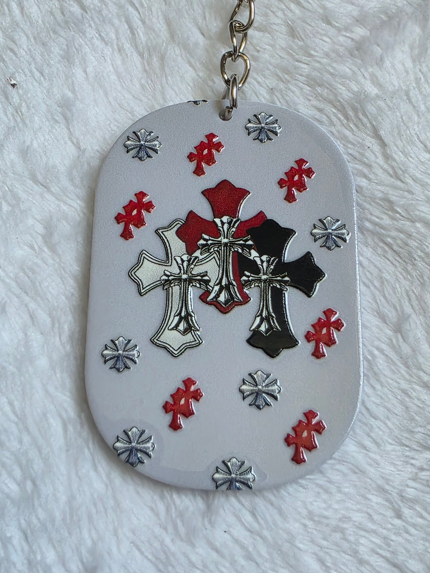 Keychain: Gothic Cross Keyring, Bag Charm, Tag