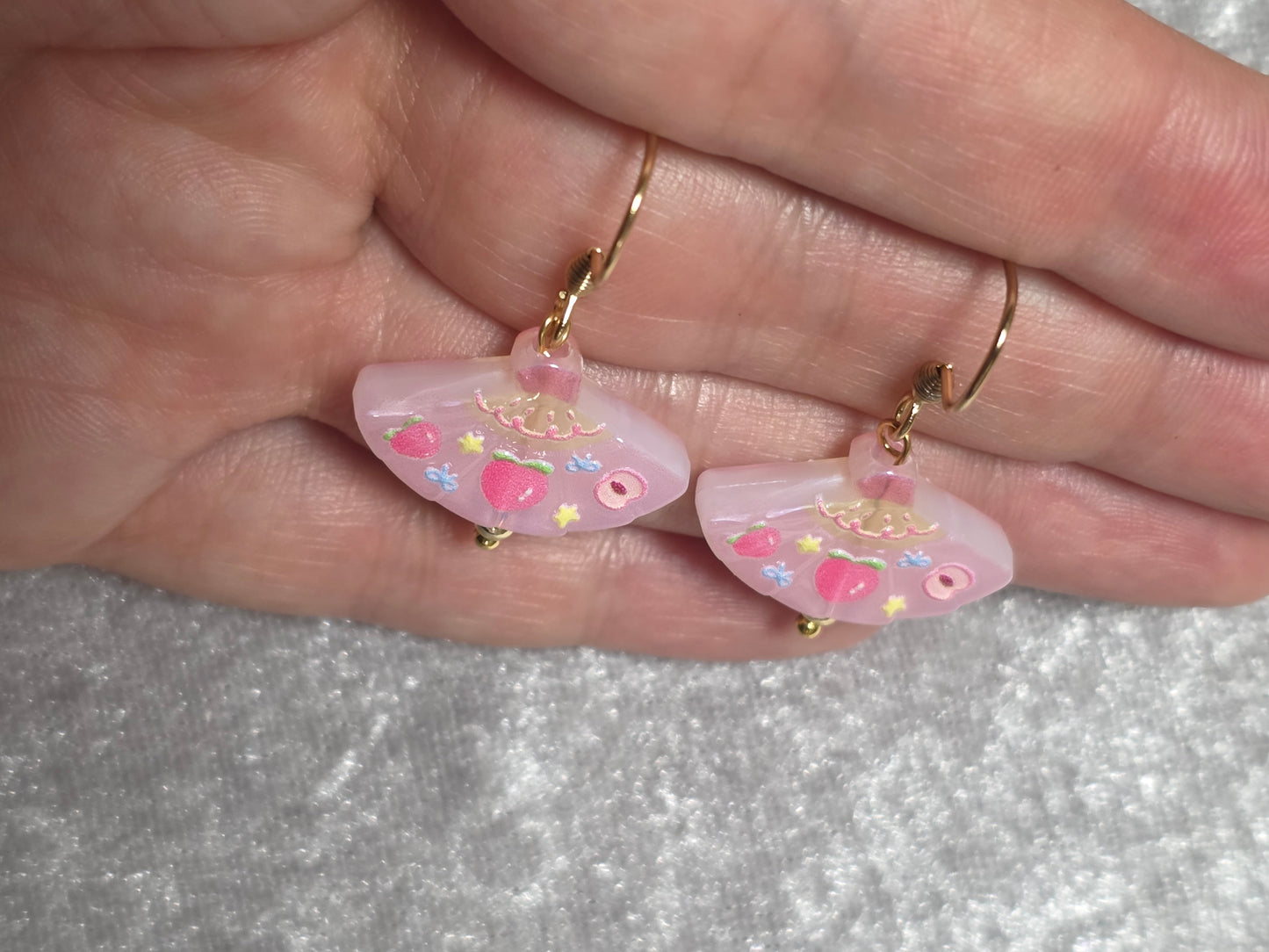 Handmade Cute Fruit Fan Shape Dangle Earrings | Kawaii Animal Jewellery